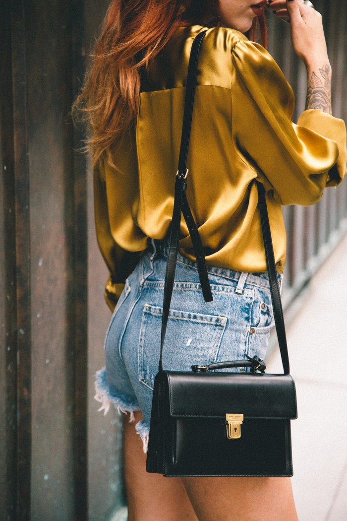 mustard denim shirt